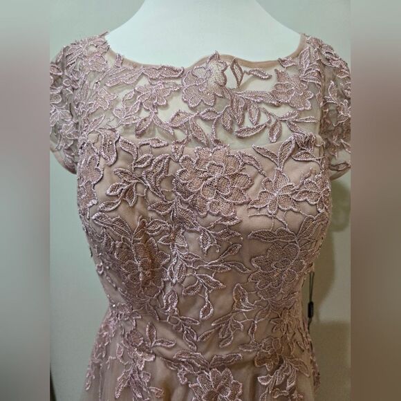 LA FEMME 27920 Embellished Mesh A-Line Gown NWOT size 10 Mauve/Pink - Picture 5 of 6